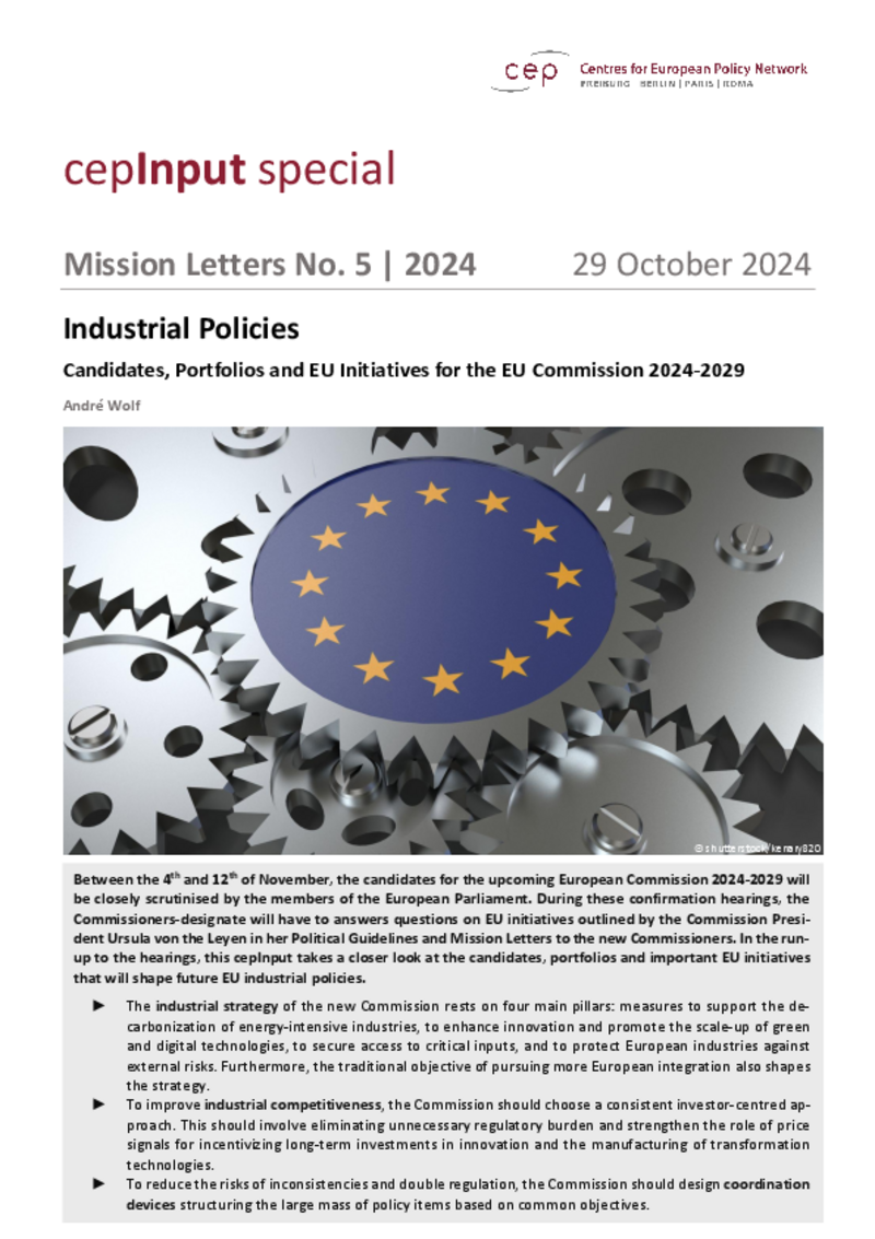 Mission Letters: Industrial Policy