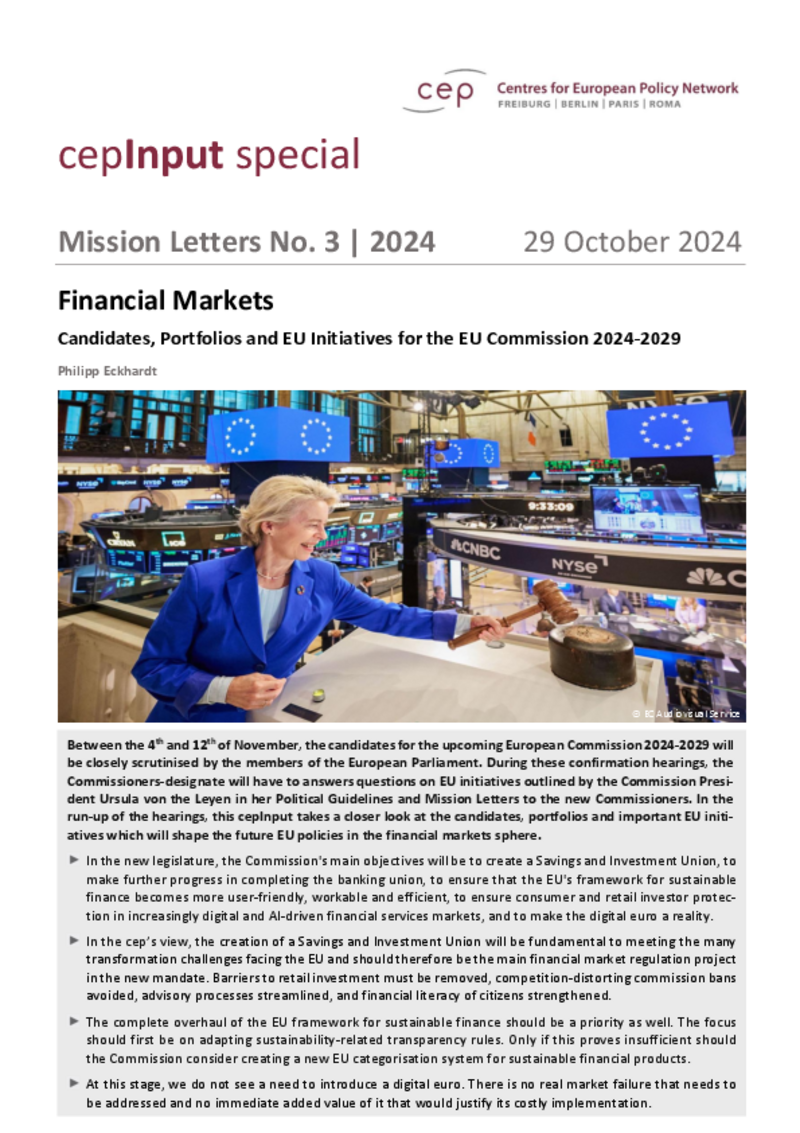 Mission Letters: Financial Markets