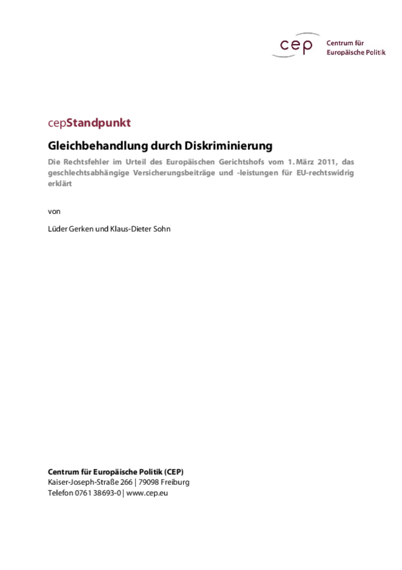 Gleichbehandlung durch Diskriminierung