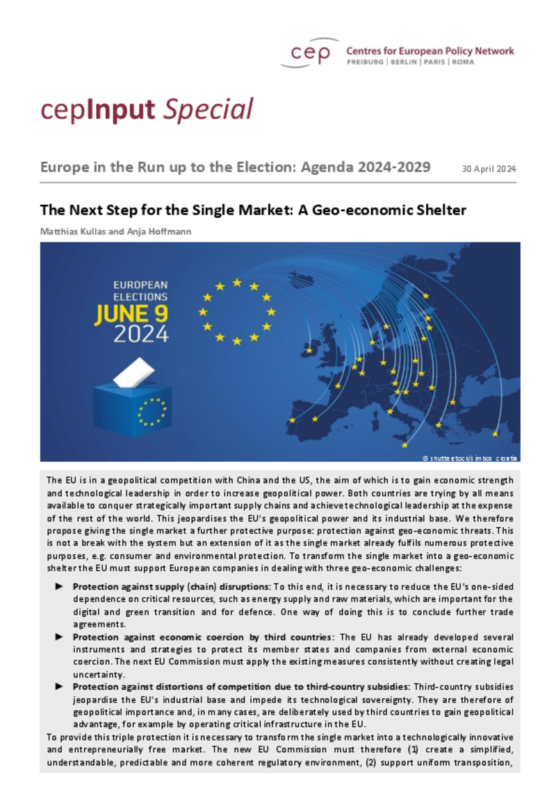 The Next Step for the Single Market: A Geo-economic Shelter