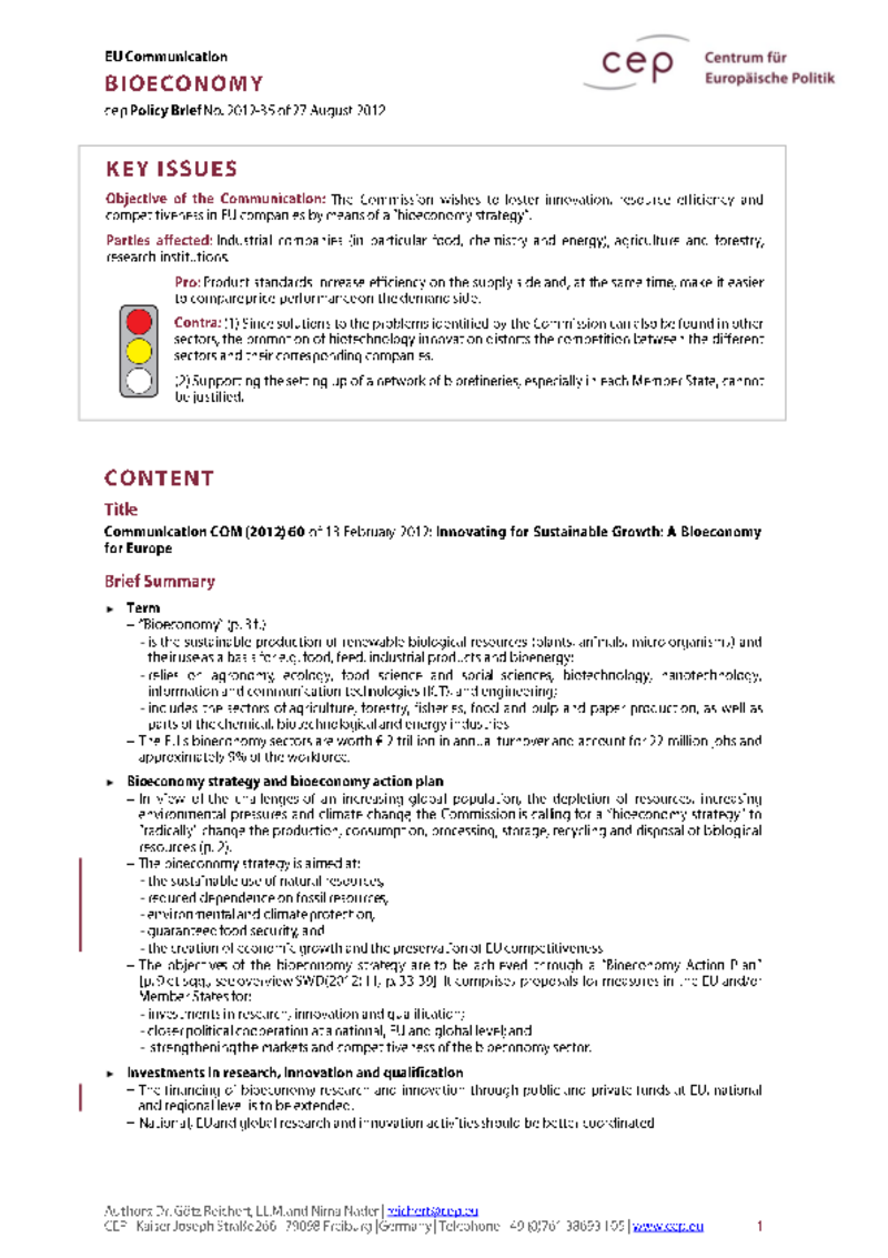Bioeconomy COM(2012) 60