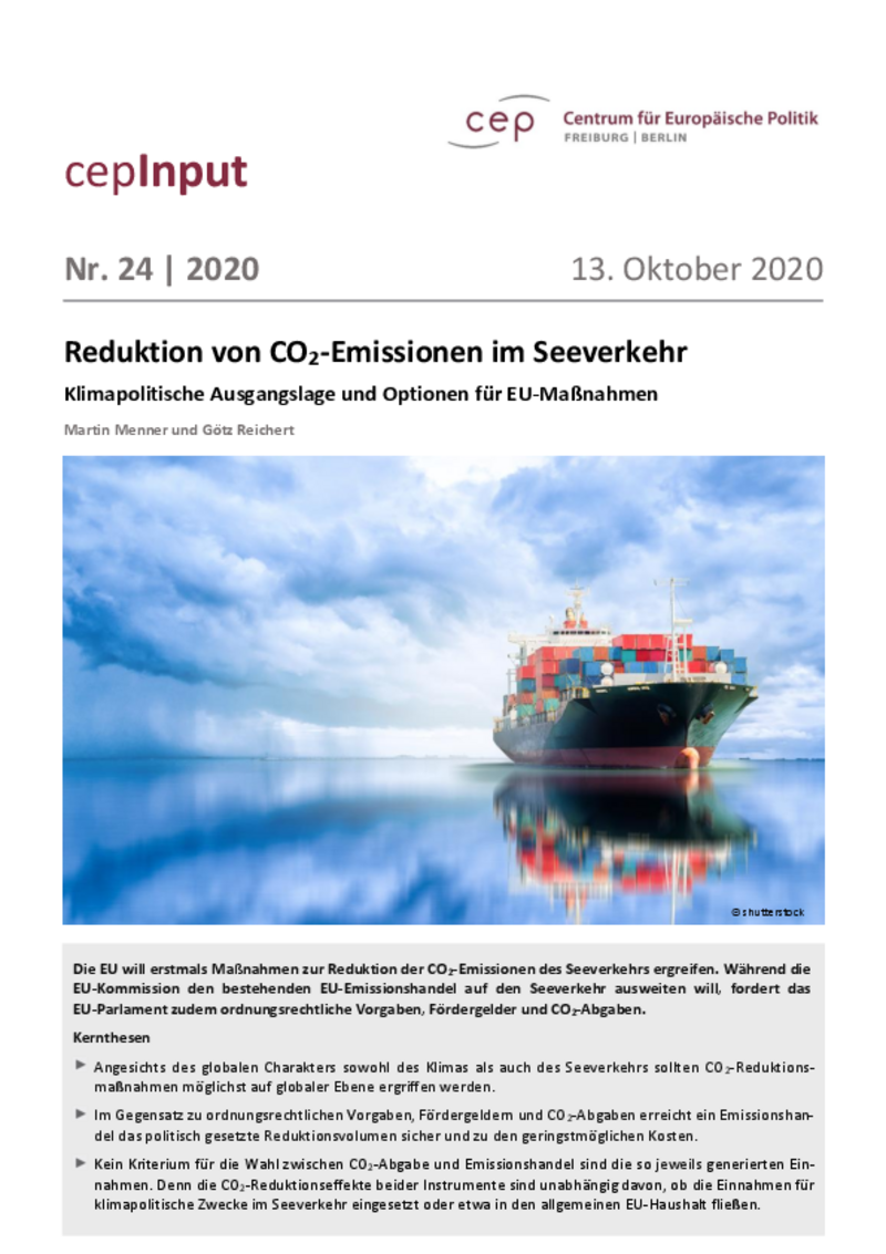Reduktion von CO2-Emissionen im Seeverkehr (cepInput)