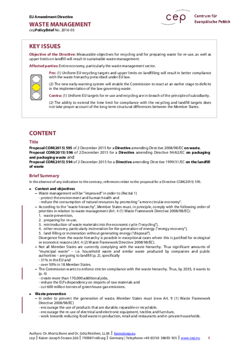 Waste Management COM(2015) 595