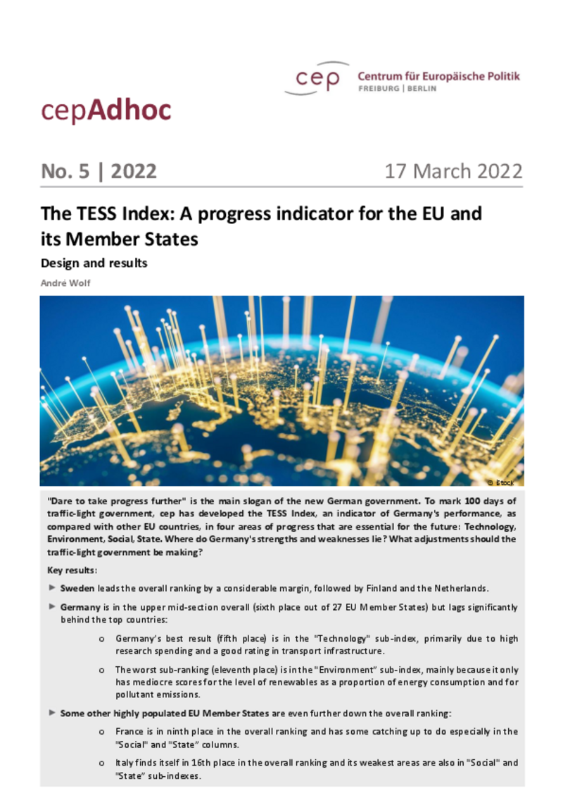 The TESS Index: A progress indicator for the EU and its Member States (cepAdhoc)