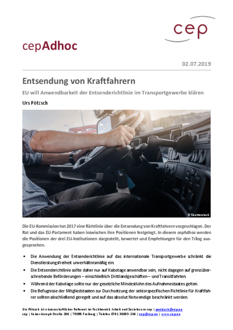 Entsendung von Kraftfahrern