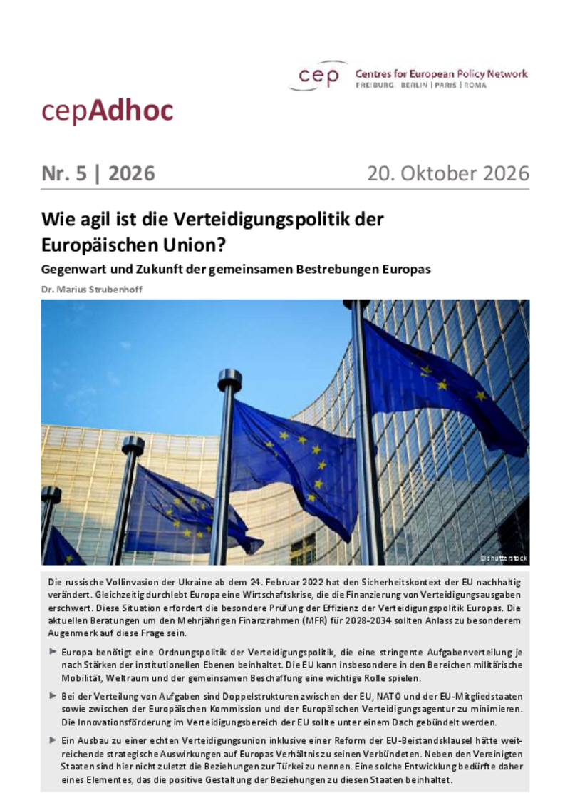 Wie agil ist die Verteidigungspolitik der Europäischen Union?