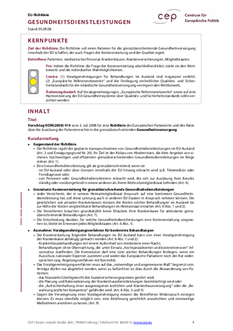Gesundheitsdienstleistungen KOM(2008) 414