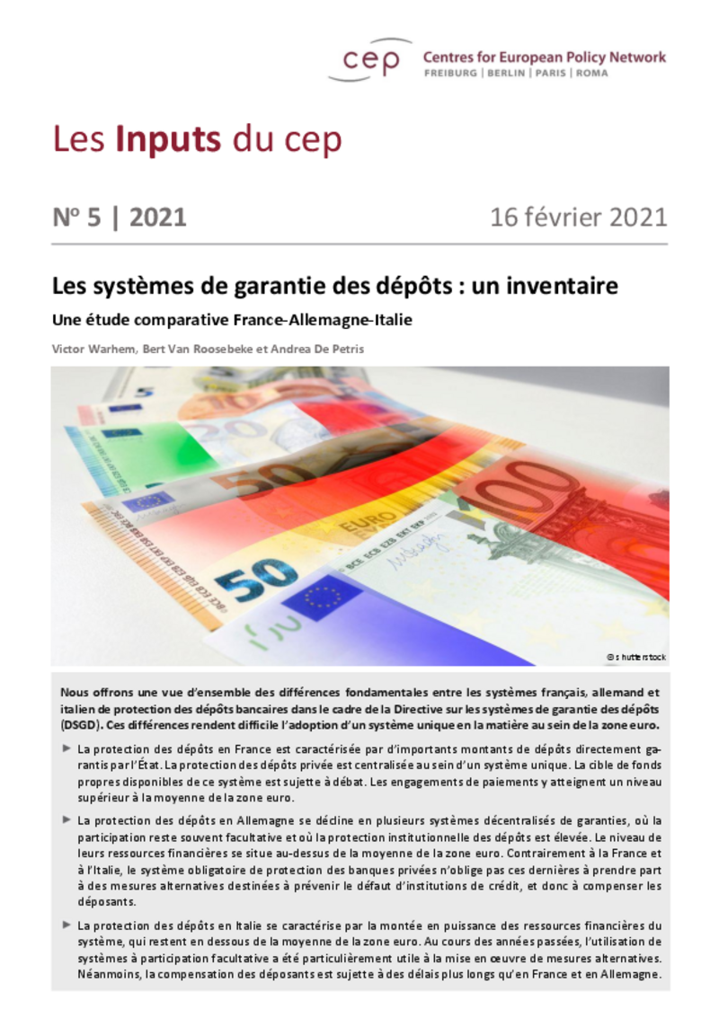 Les systèmes de garantie des dépôts : un inventaire