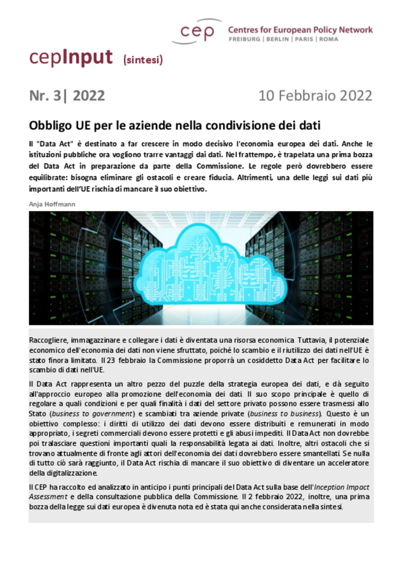 Obbligo UE per le aziende nella condivisione dei dati (UE Data Act)