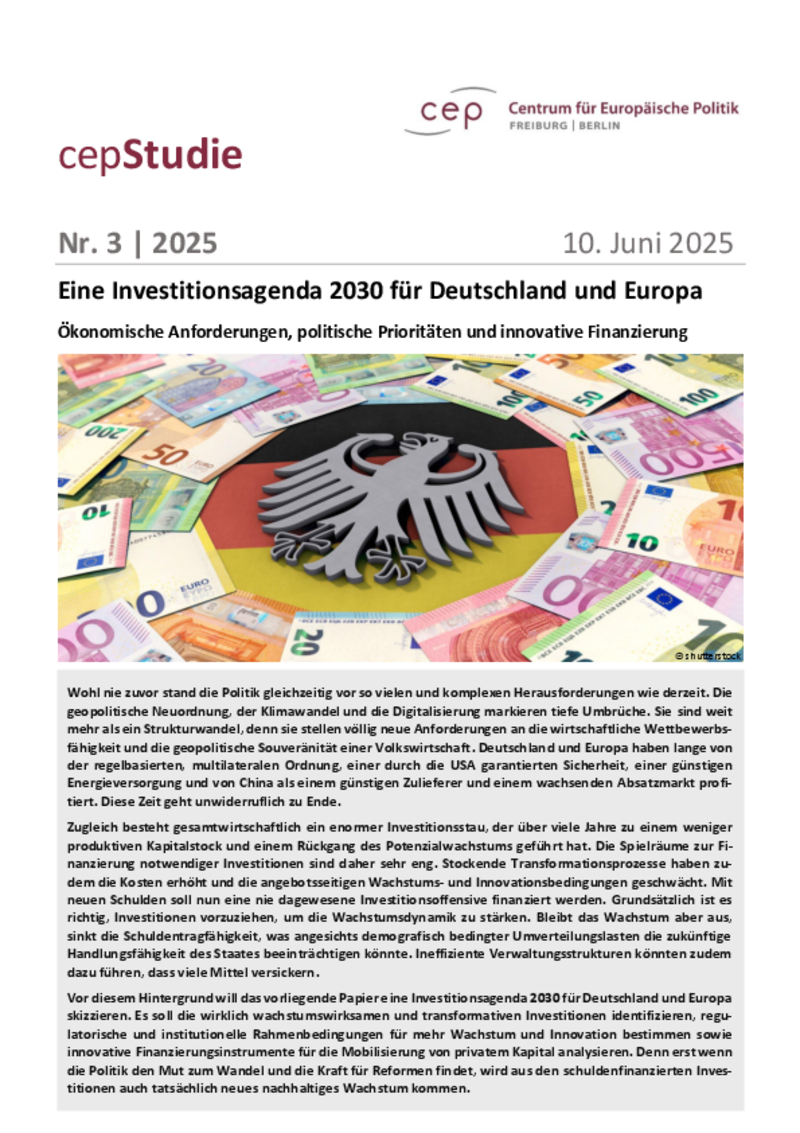 Eine Investitionsagenda 2030 für Deutschland und Europa