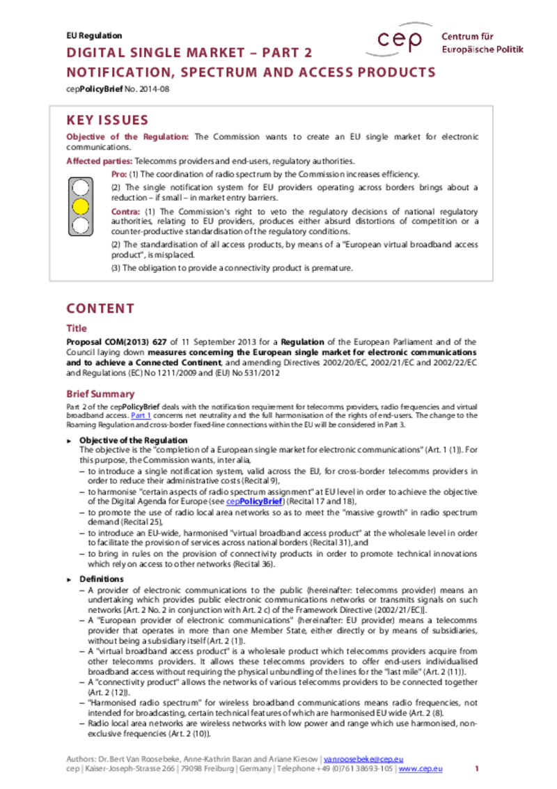 Digital Single Market (Part 2) COM(2013) 627