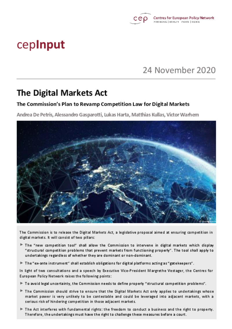 The Digital Markets Act (cepInput)