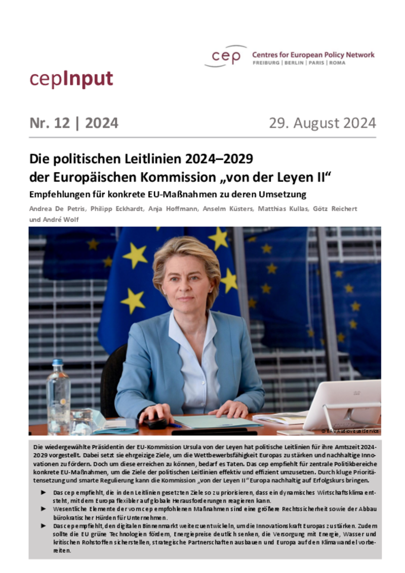 Die politischen Leitlinien 2024–2029 der Europäischen Kommission „von der Leyen II“