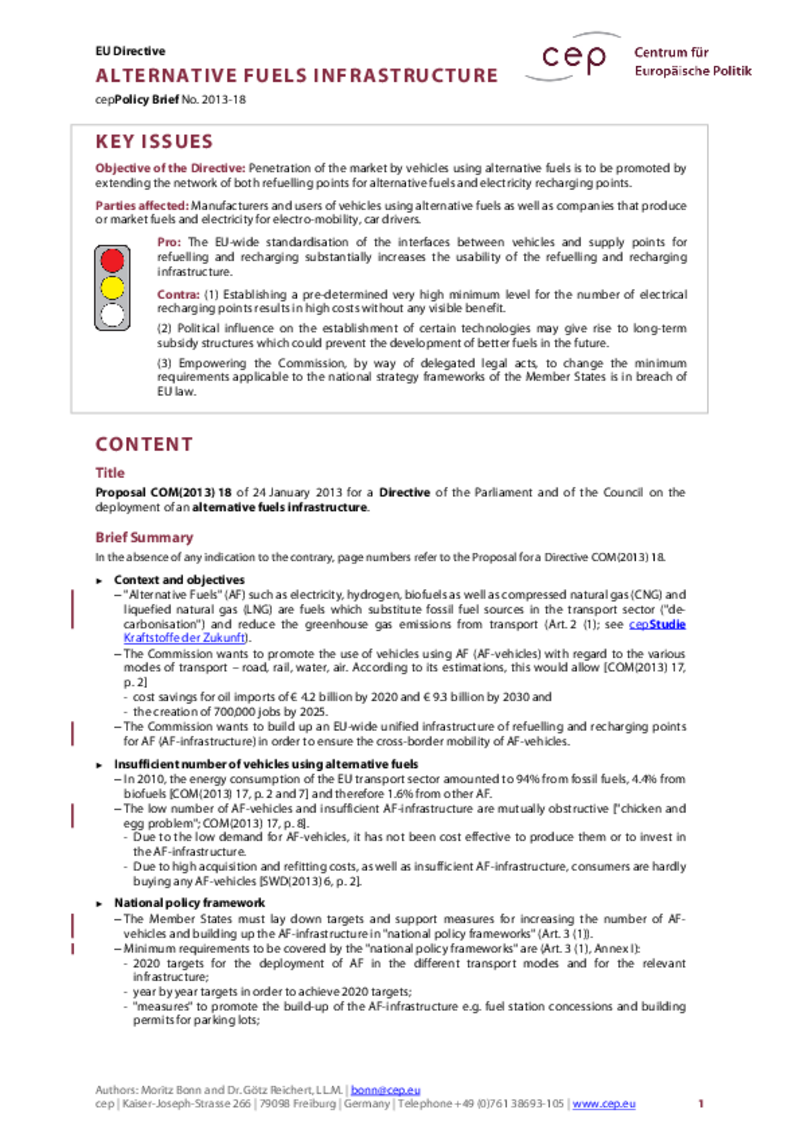 Alternative Energy Infrastructure COM(2013) 18