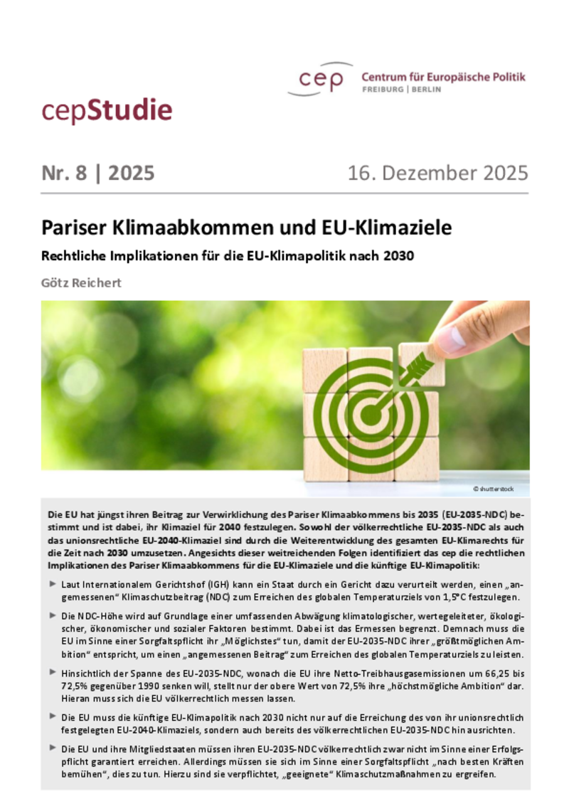 Pariser Klimaabkommen und EU-Klimaziele