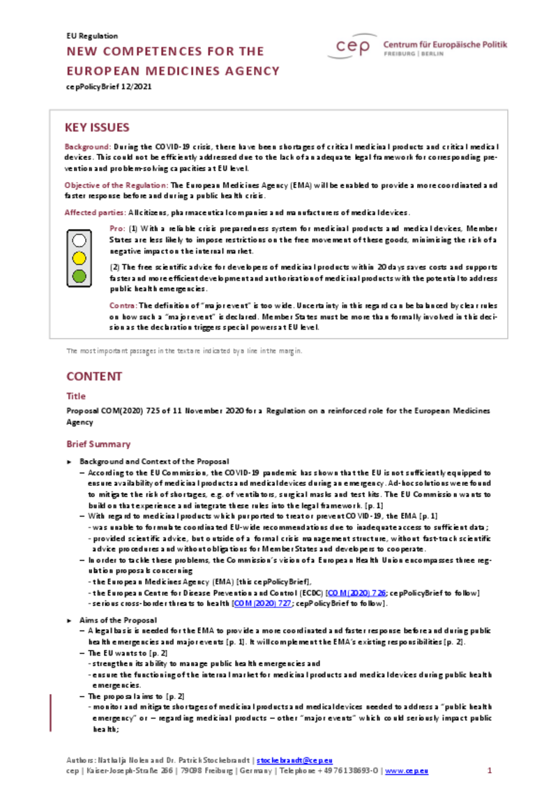 De nouvelles compétences pour l'Agence européenne des médicaments (EMA)
