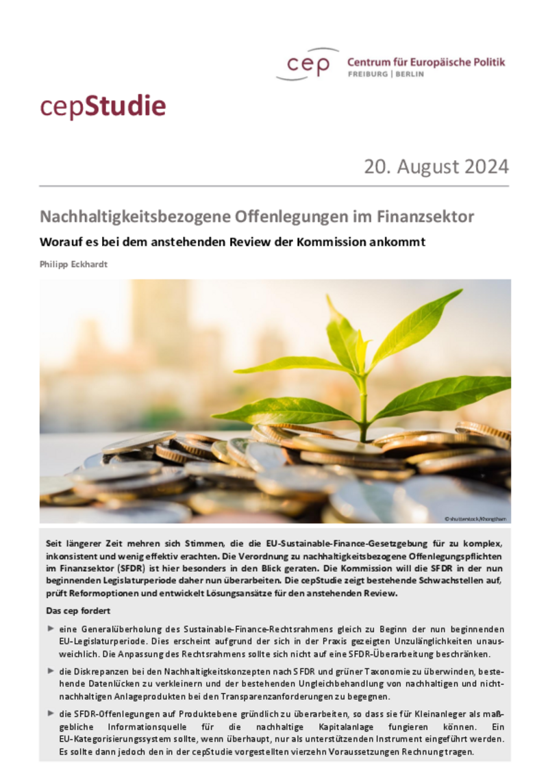 Nachhaltigkeitsbezogene Offenlegungen im Finanzsektor