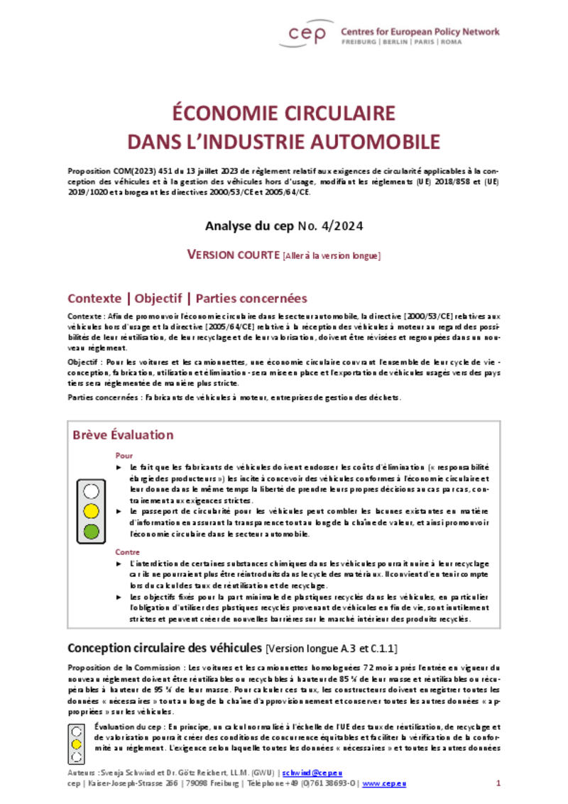 Recyclage dans l’industrie automobile : le cep estime que l’UE est trop stricte sur les matériaux jugés recyclables