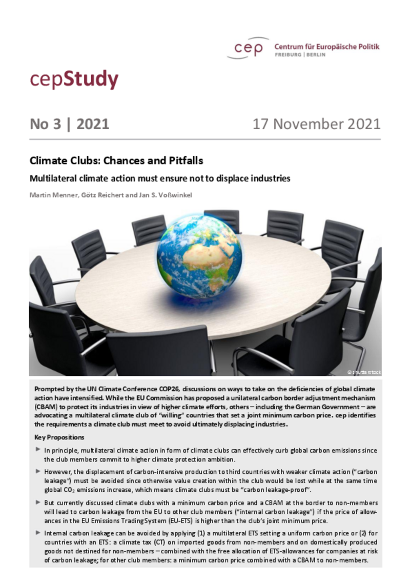 Climate Clubs: Chances and Pitfalls (cepStudy)