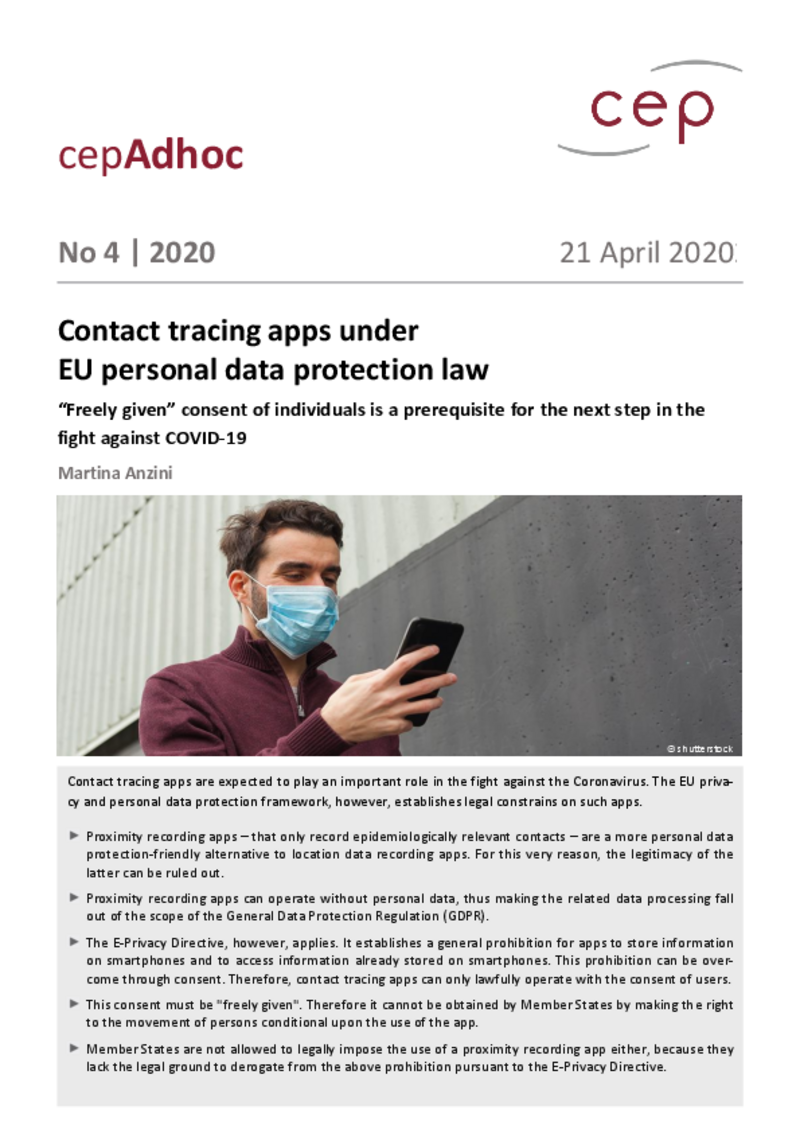Les « CoronaApp » et la législation européenne sur la protection des données