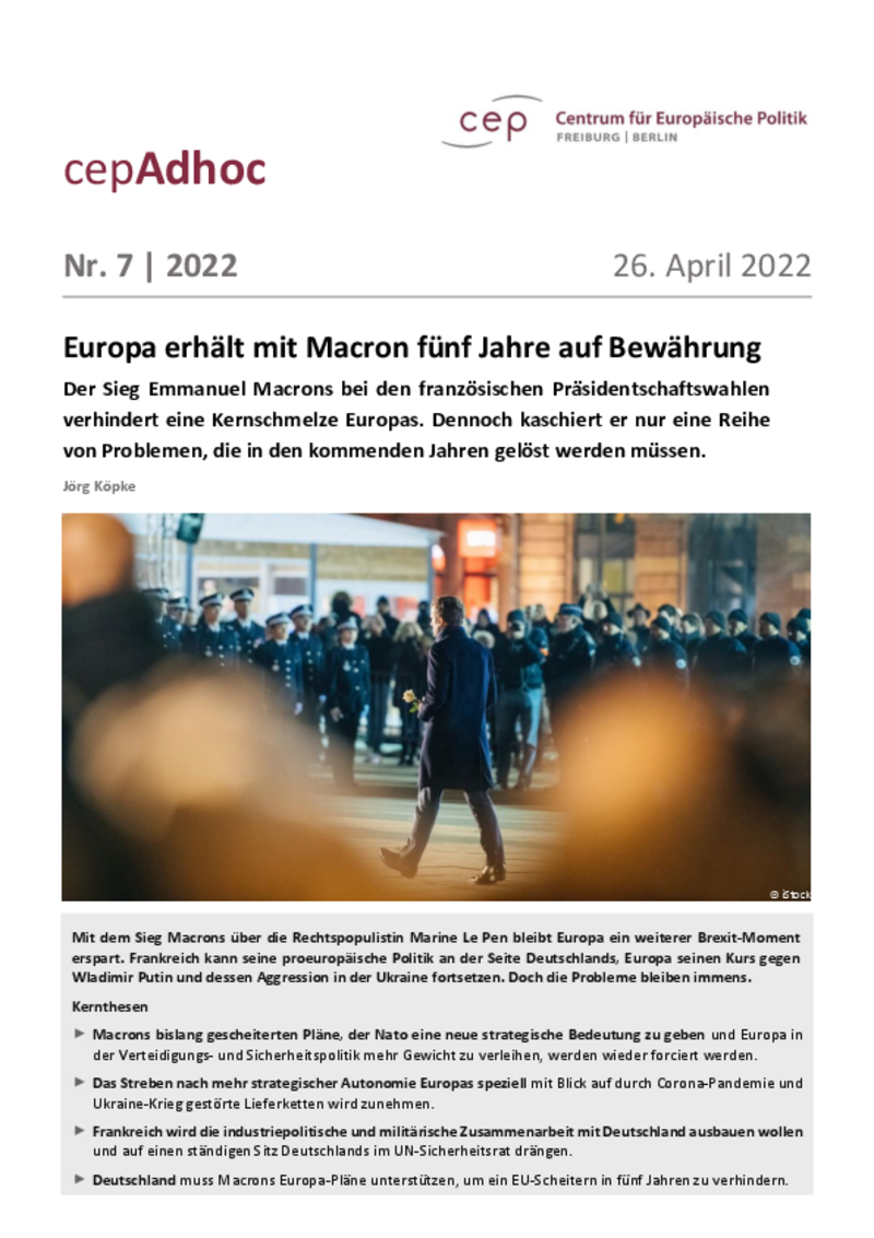 cepAdhoc: Europa erhält mit Macron fünf Jahre auf Bewährung