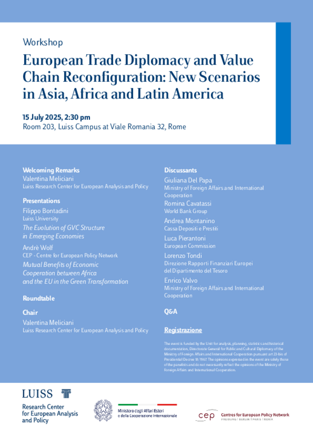 Workshop: European Trade Diplomacy and Value Chain Reconfiguration