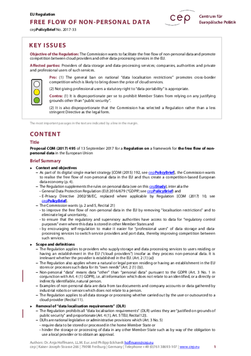 Free Flow of Non-Personal Data COM(2017) 495