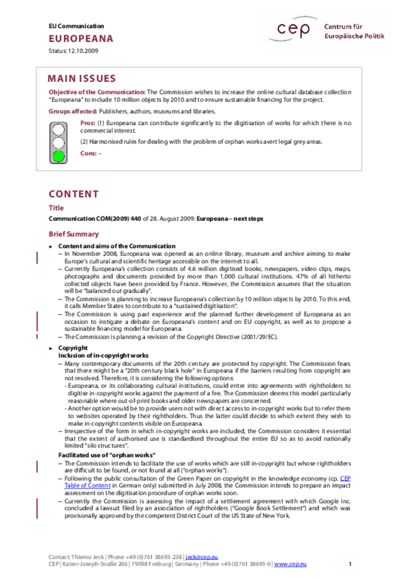 Europeana COM(2009) 440