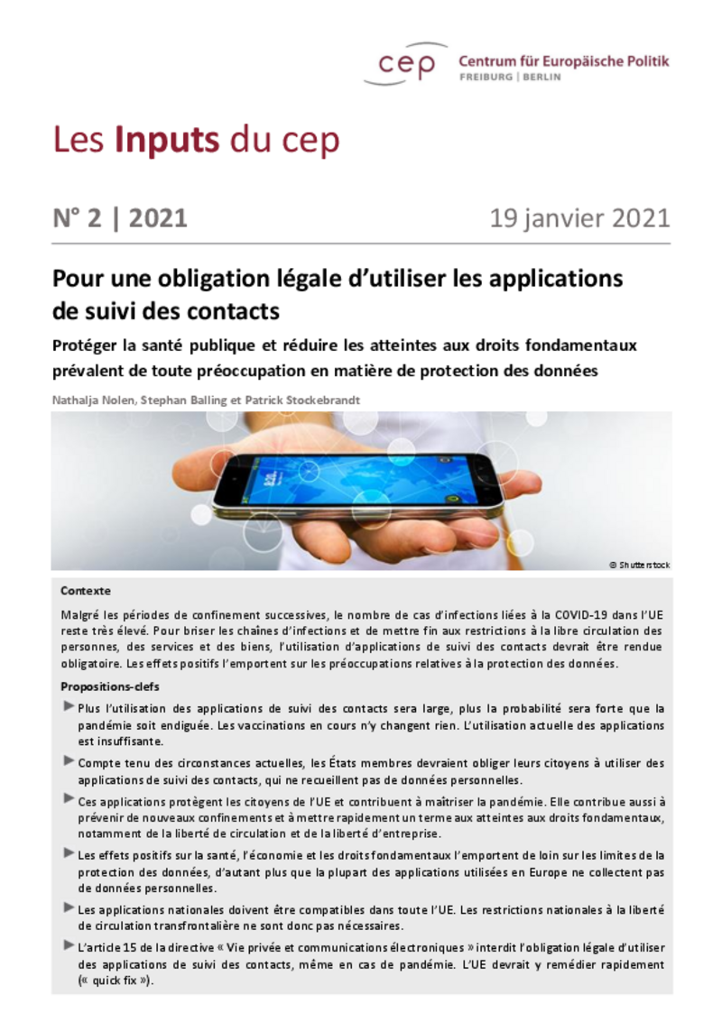 COVID-19 : pour une obligation légale des applications de suivi des contacts