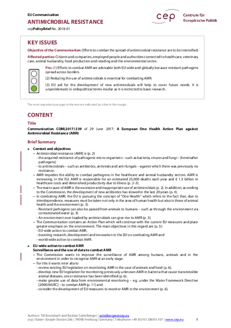 Antimicrobial Resistance COM(2017) 339