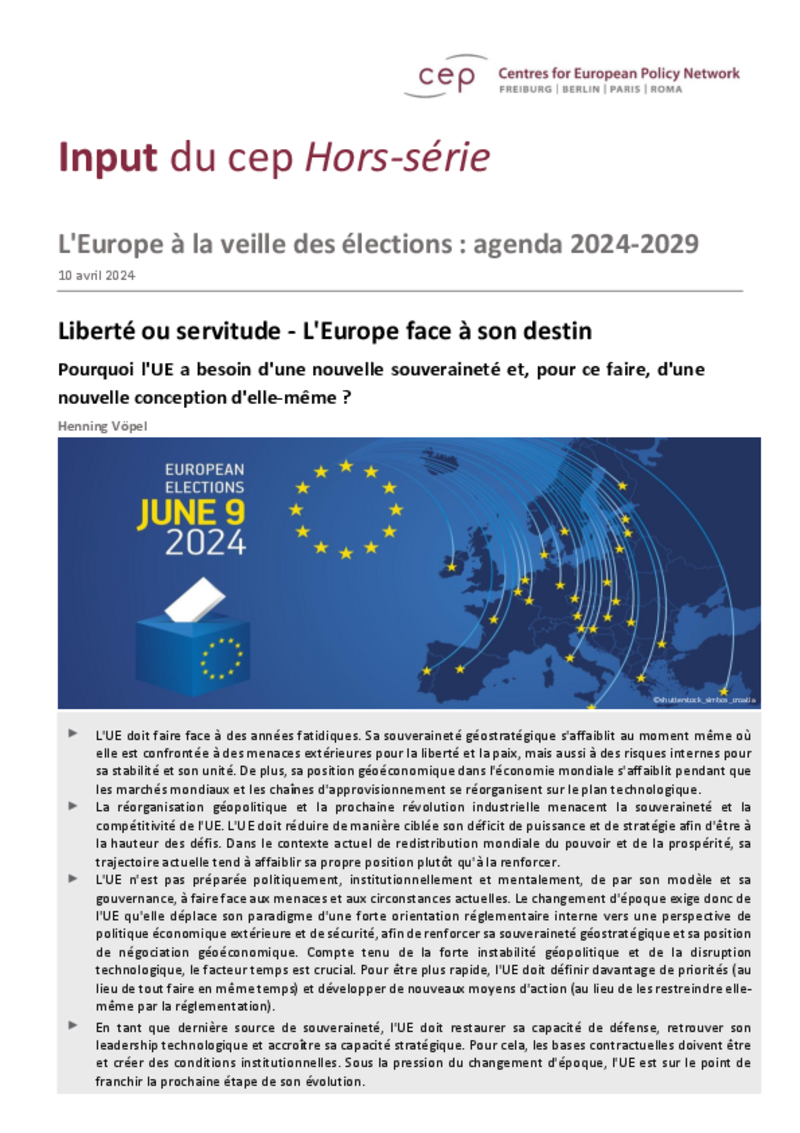 Liberté ou servitude - L'Europe face à son destin