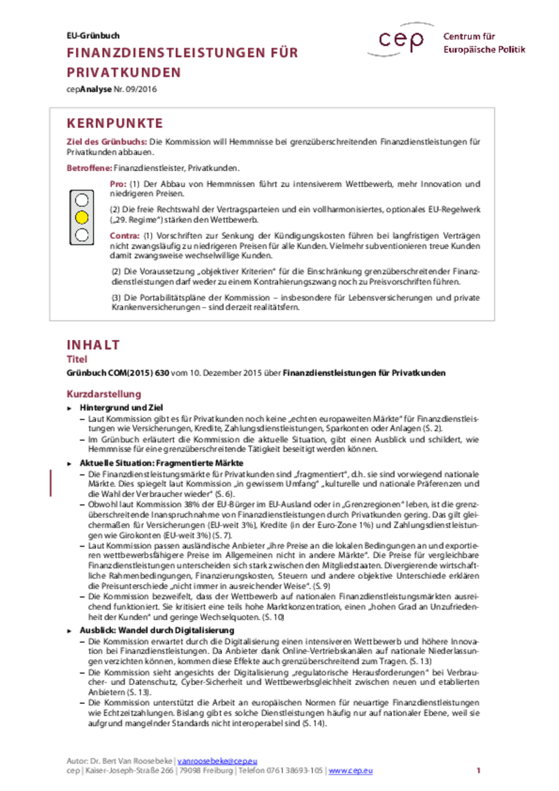 Finanzdienstleistungen für Privatkunden COM(2015) 630