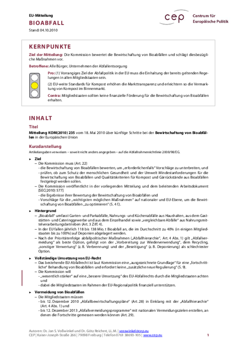 Bioabfall KOM(2010) 235