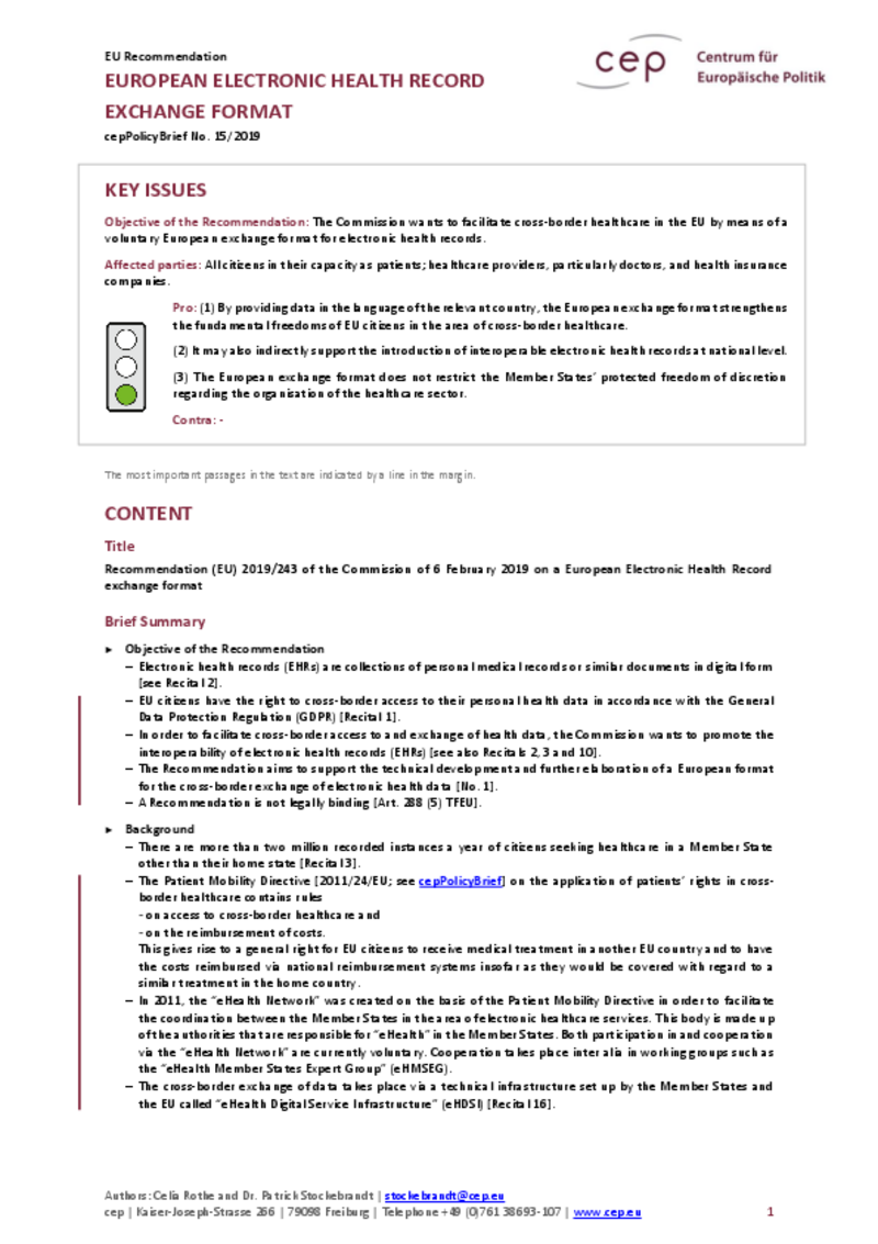 European Electronic Health Record Exchange Format