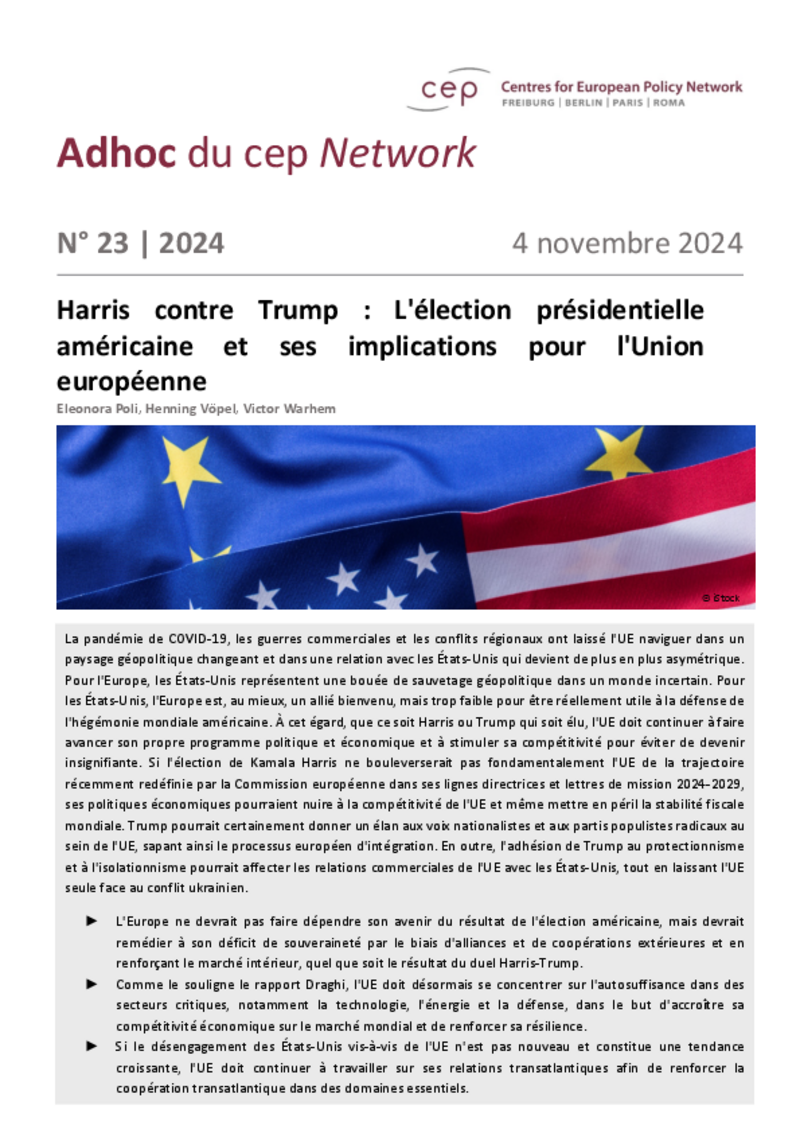 L’avis du cep sur les élections américaines : l’Europe n’est plus la priorité des États-Unis