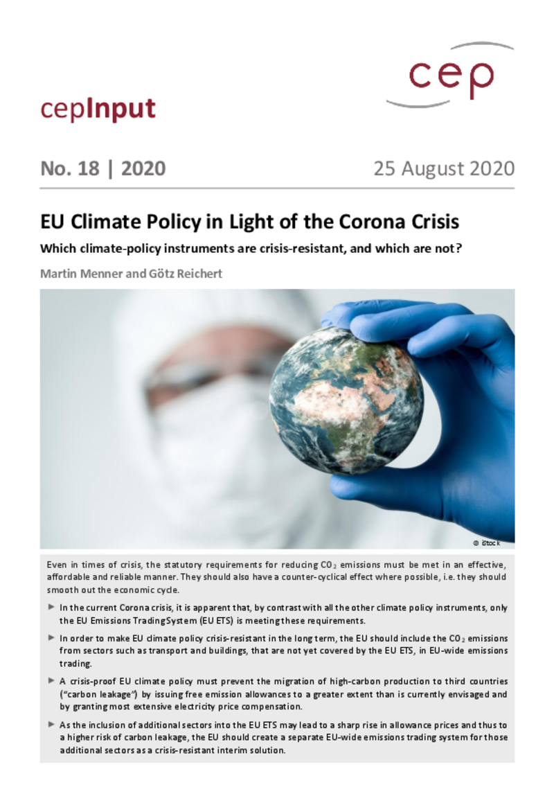 EU Climate Policy in Light of the Corona Crisis (cepInput)