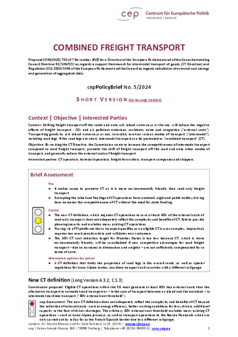 Combined Freight Transport (Short Version)