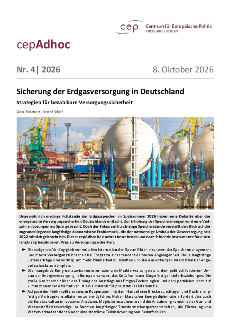 Sicherung der Erdgasversorgung in Deutschland