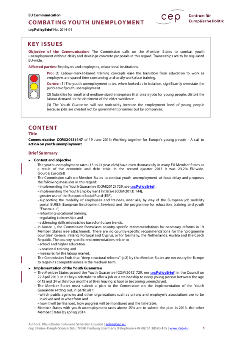 Youth Unemployment COM(2013) 447