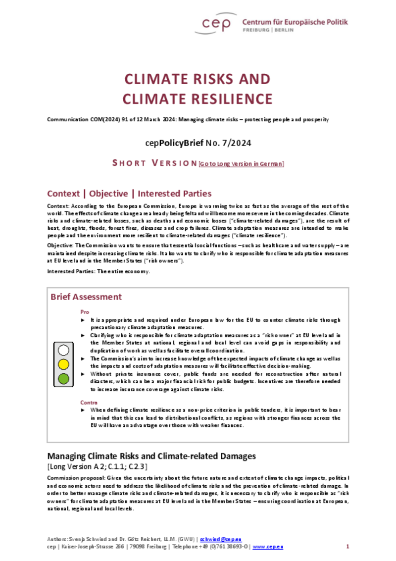 Climate Risks and Climate Resilience (Short Version)