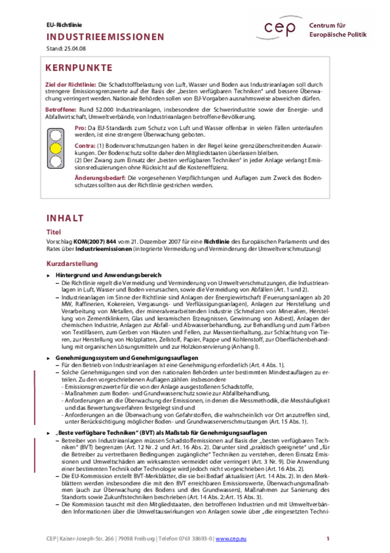 Industrieemissionen KOM(2007) 844