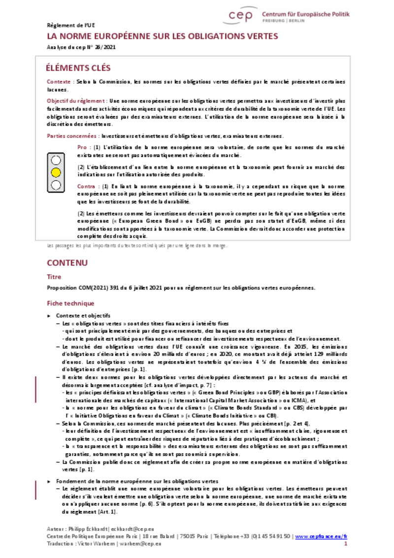 La norme européenne sur les obligations vertes
