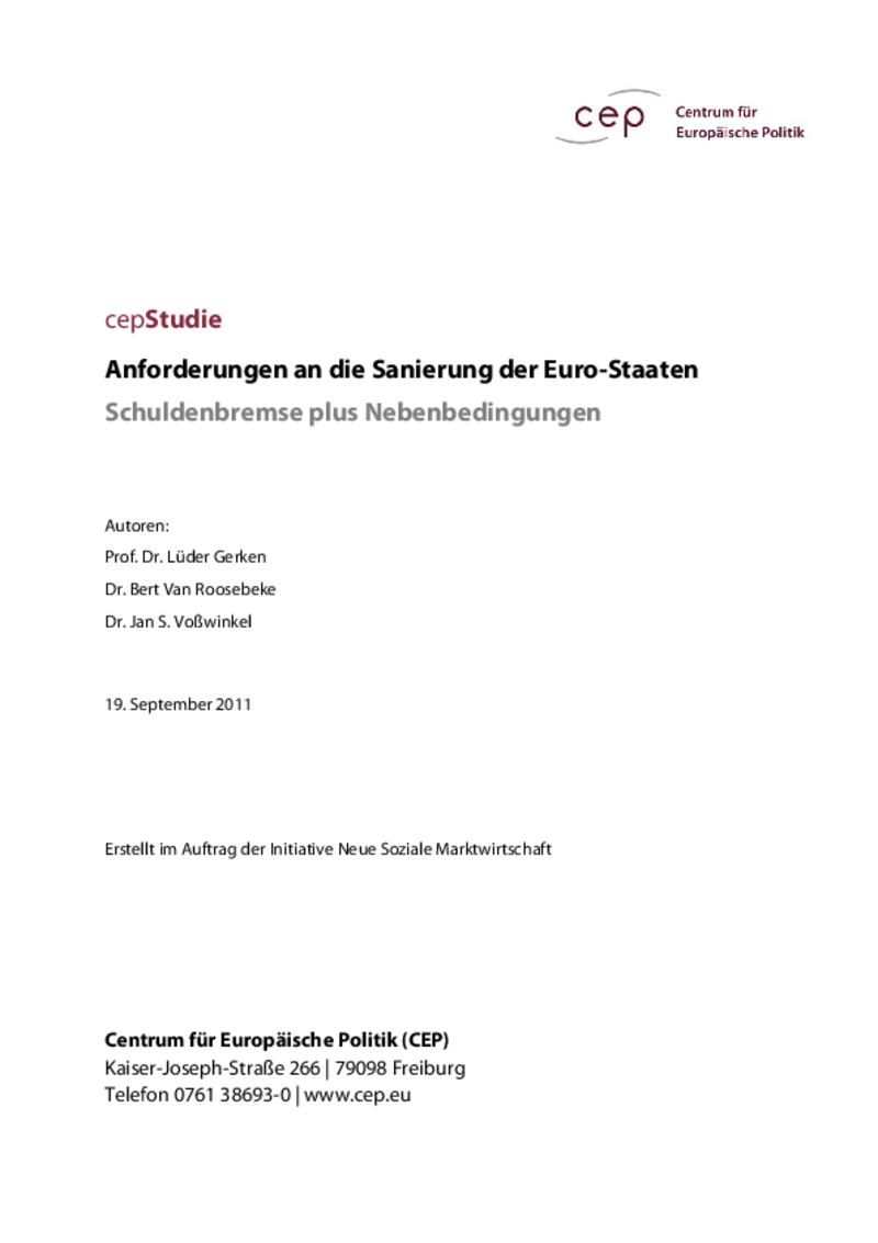 Anforderungen an die Sanierung der Euro-Staaten