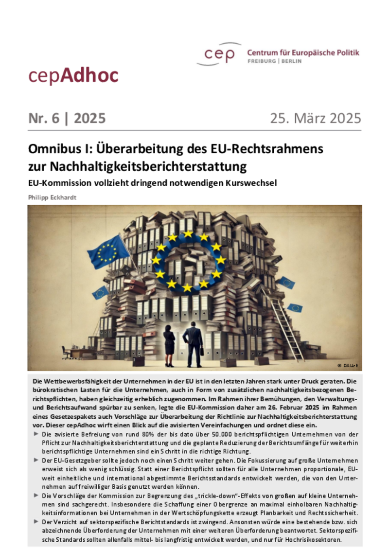 Omnibus I: Überarbeitung des EU-Rechtsrahmens zur Nachhaltigkeitsberichterstattung
