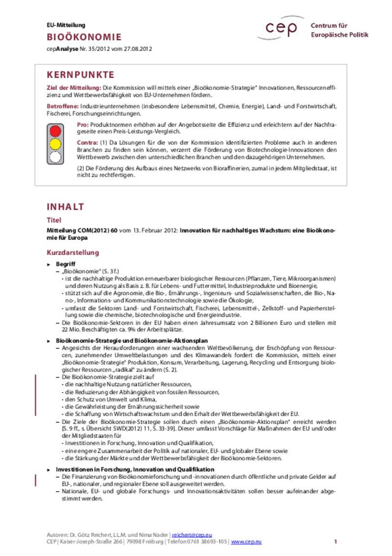 Bioökonomie KOM(2012) 60