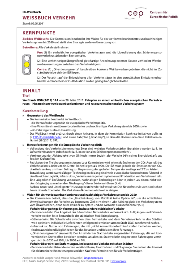 Verkehr KOM(2011) 144
