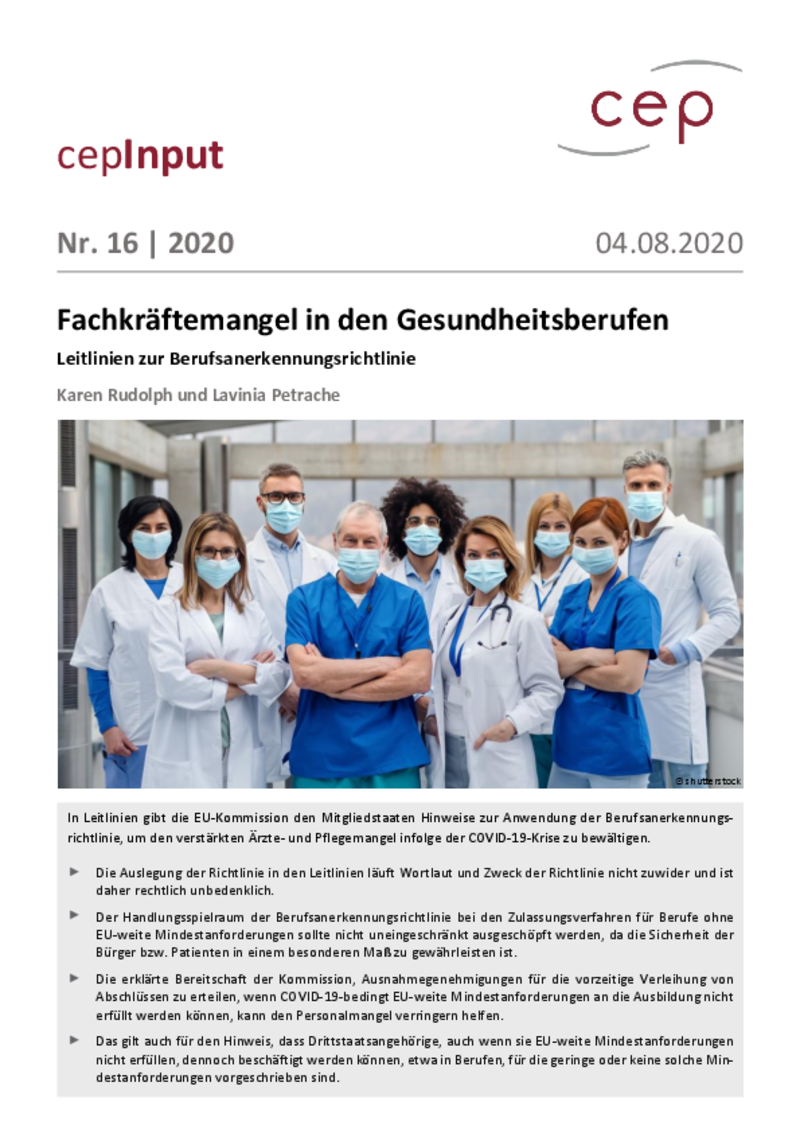 Fachkräftemangel in den Gesundheitsberufen (cepInput)