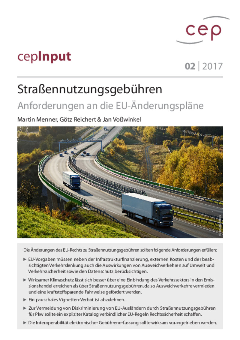 Straßennutzungsgebühren – Anforderungen an die EU-Änderungspläne