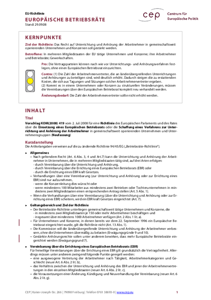 Europäische Betriebsräte KOM(2008) 419