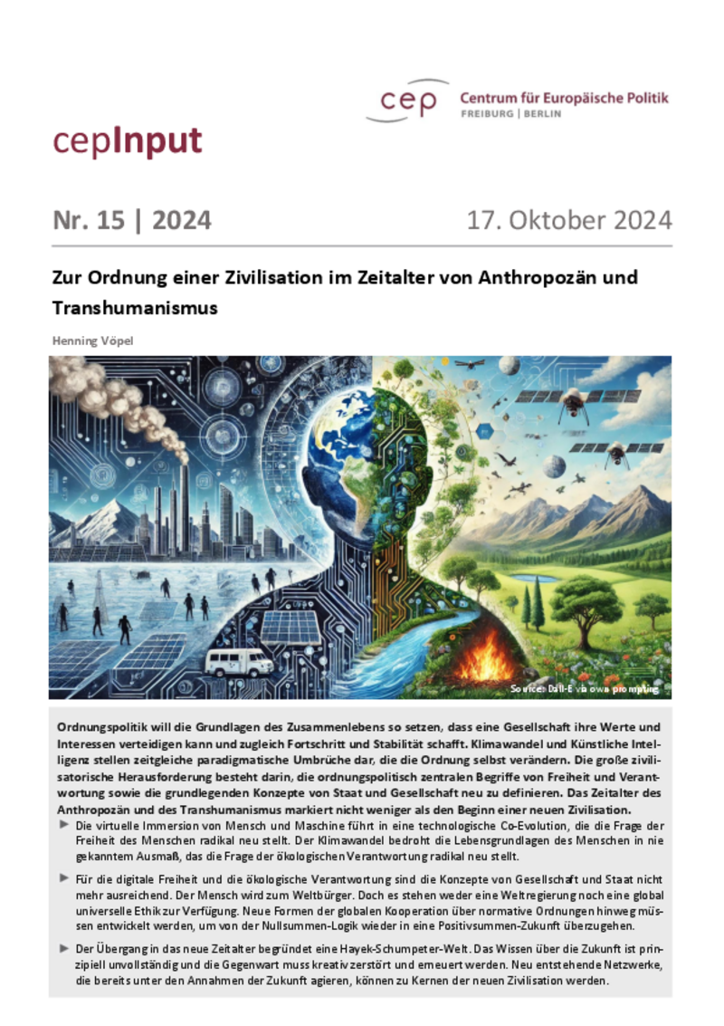 Zur Ordnung einer Zivilisation im Zeitalter von Anthropozän und Transhumanismus